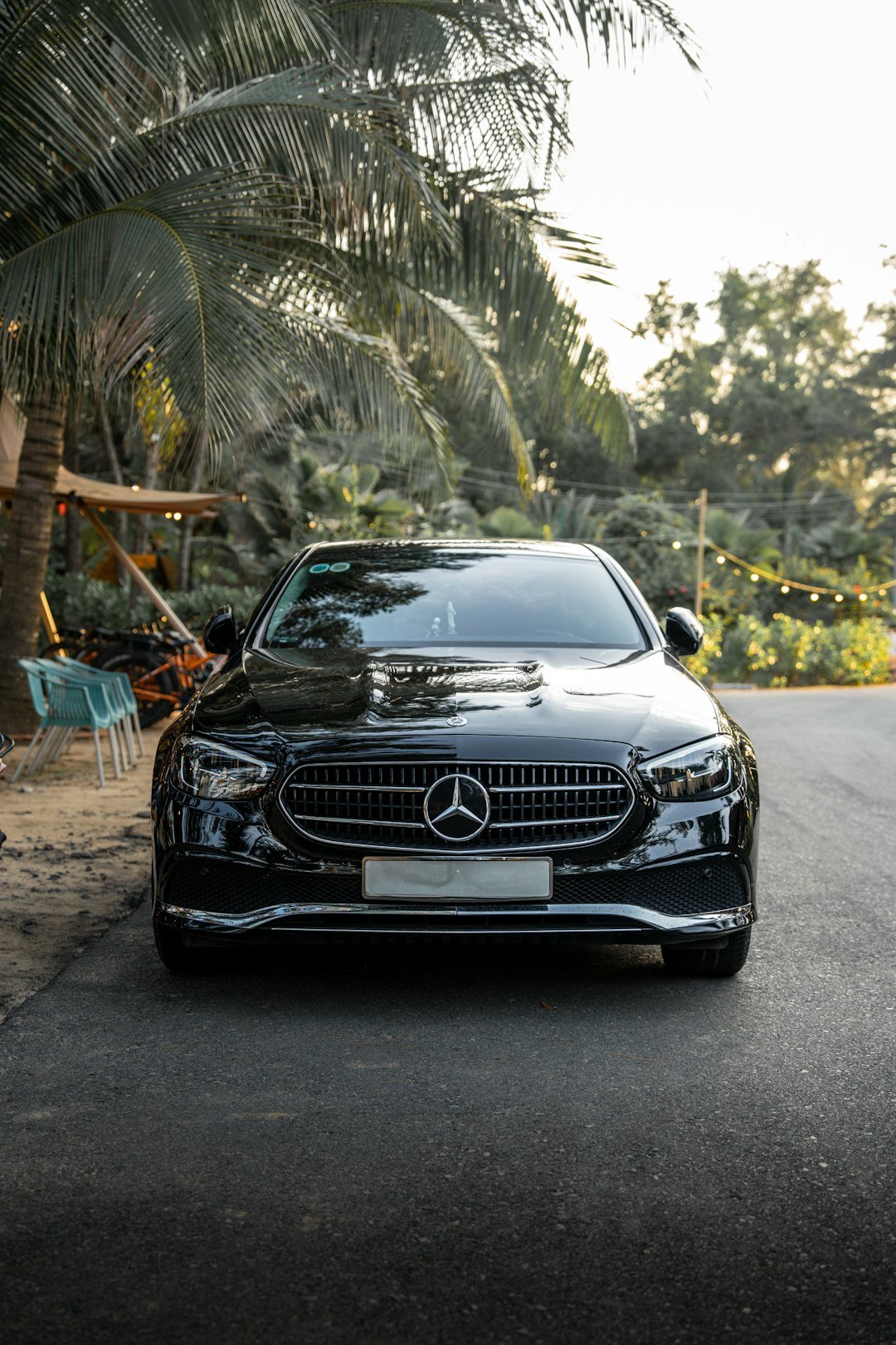 a-black-mercedes-car-parked-under-palm-trees-qeoo6uwgmca